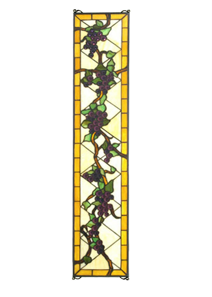 8 Inch W X 36 Inch H Jeweled Grape Stained Glass Window