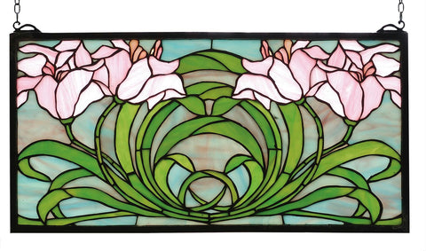 22 Inch W X 11 Inch H Calla Lily Stained Glass Window