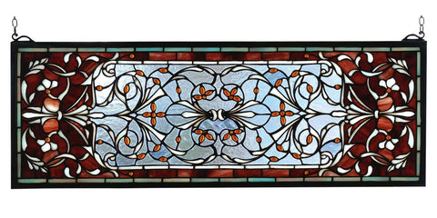 28 Inch W X 10 Inch H Versaille Transom Stained Glass Window