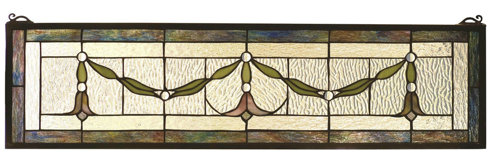 31.5 Inch W X 8 Inch H Garland Swag Stained Glass Window