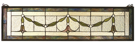 31.5 Inch W X 8 Inch H Garland Swag Stained Glass Window