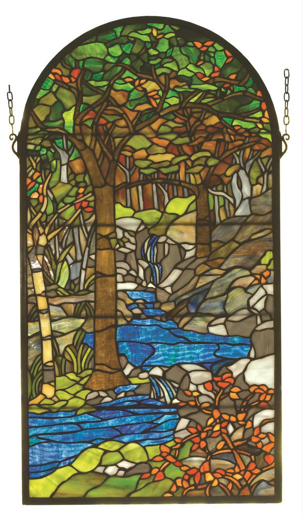 16 Inch W X 30 Inch H Tiffany Waterbrooks Stained Glass Window