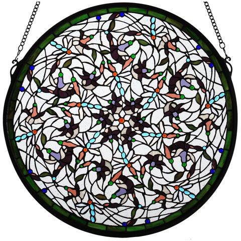 22 Inch W X 22 Inch H Dragonfly Swirl Medallion Window