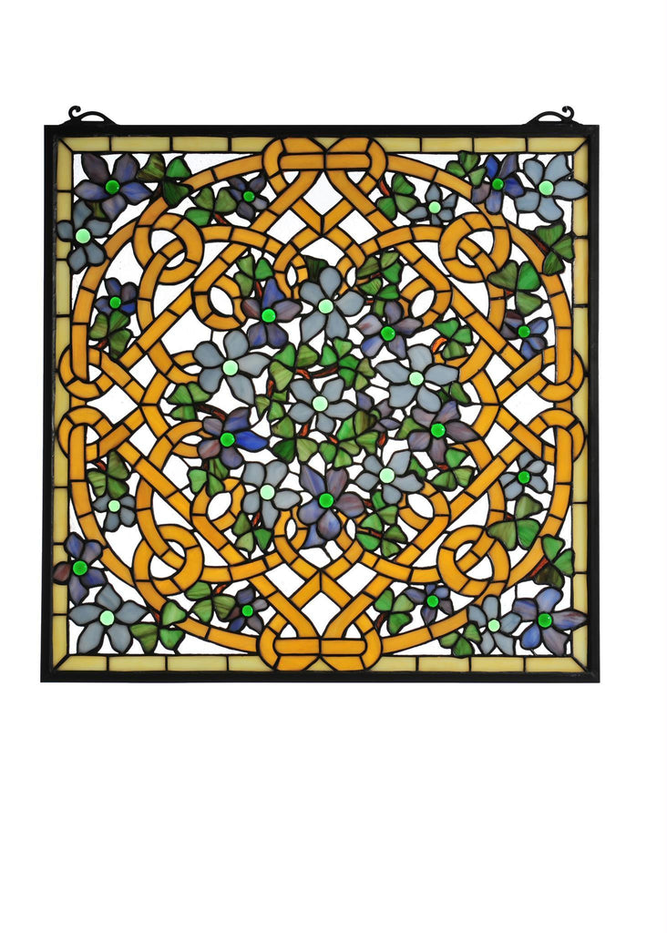 22 Inch W X 22 Inch H Shamrock Garden Stained Glass Window