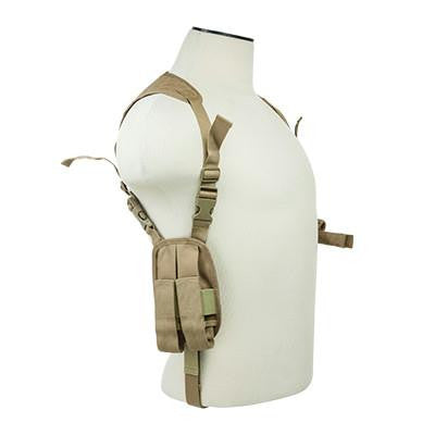 Vism By Ncstar Ambidextrous Horizontal Shoulder Holster-Double Magazine Holder-Tan