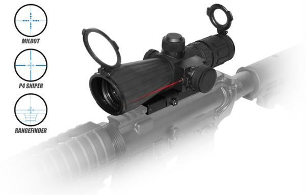 NcStar Mark III Tactical SRT Series 4x32 Rubber Compact with Red Laser Rangefinder Scope