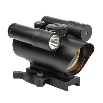 Vism By Ncstar Red Dot Sight-Built-in Green Laser-led Flashlight-Quick Release Weaver Mount