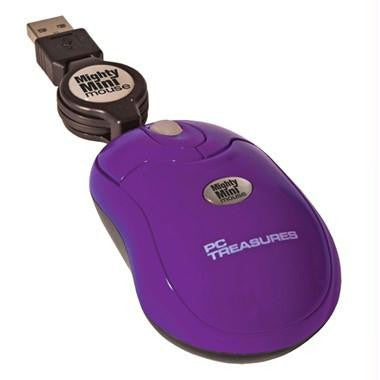 USB Mini Optical 3 button Scroll Wheel Mouse w Retractable Cord Purple