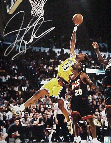 Dennis Rodman Signed 8 X 10 Photo Action Lakers-- (Rebounding Vs. Sonics)