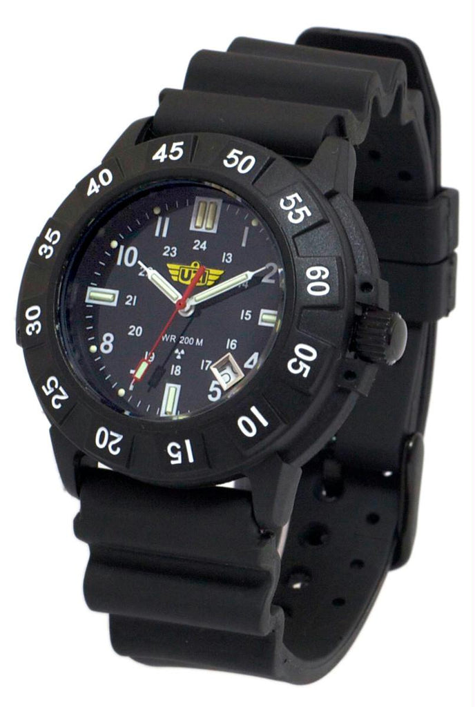 UZI Protector Watch - Black - Rubber  - SWISS TRITIUM