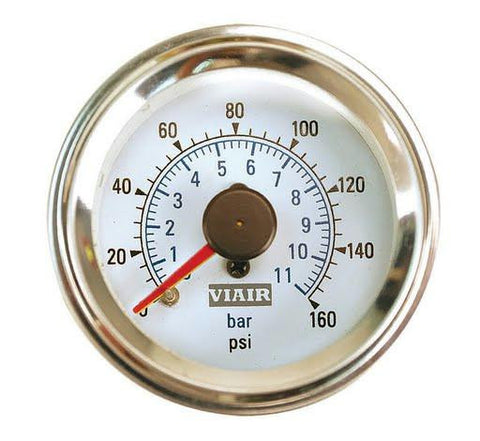 Viair 2 inch - Dual Needle Gauge - Black Face - Illuminated -160 PSI