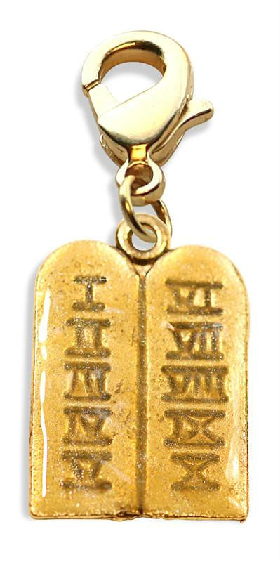 Ten Commandments Charm Dangle in Gold