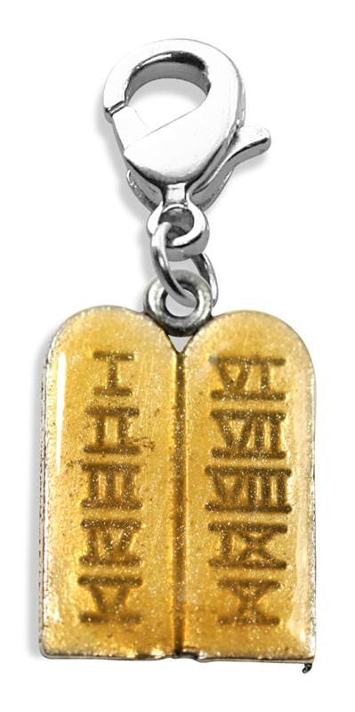 Ten Commandments Charm Dangle in Silver