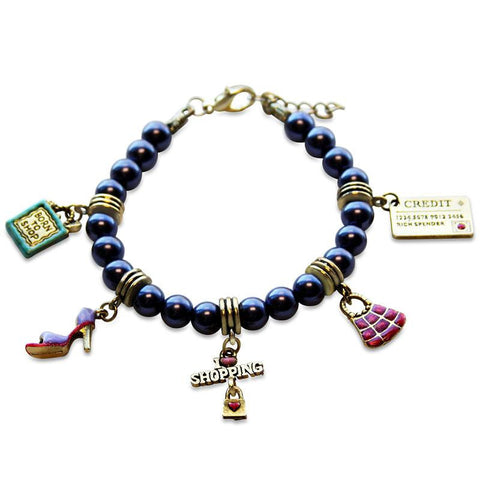 Shopper Mom Charm Bracelet in Gold