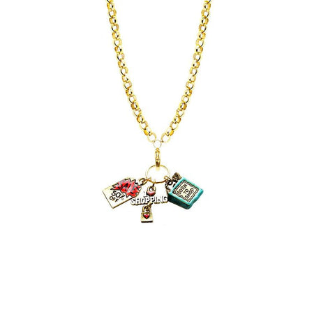 Shopper Mom Charm Necklace in Gold