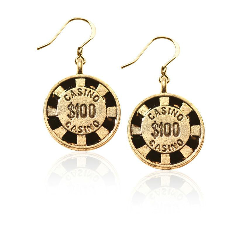 Casino Chip Charm Earrings in Gold