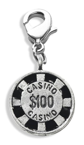 Casino Chip Charm Dangle in Silver