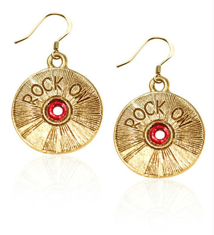 Rock On CD Charm Earrings in Gold