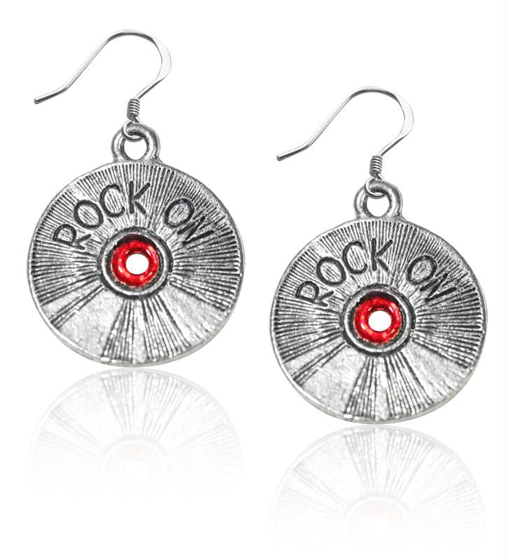 Rock On CD Charm Earrings in Silver