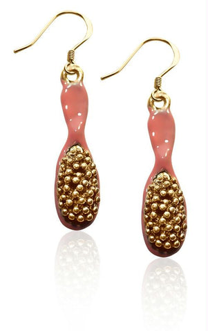 Hair Brush Charm Earrings in Gold