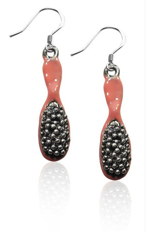 Hair Brush Charm Earrings in Silver