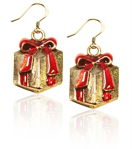 Christmas Present Charm Earrings in Gold