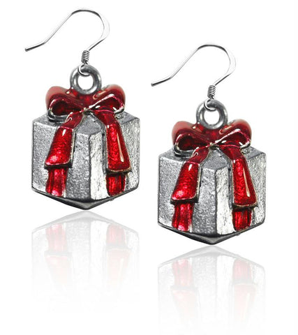 Christmas Present Charm Earrings in Silver