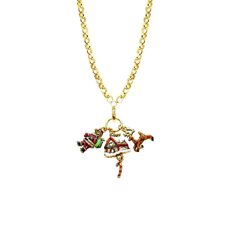 Christmas Charm Necklace in Gold