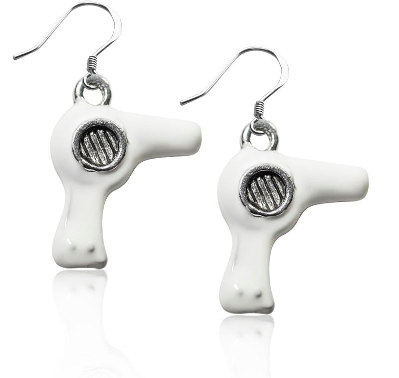 Hair Dryer Charm Earrings in Silver