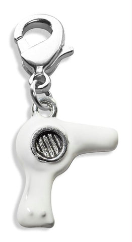 Hair Dryer Charm Dangle in Silver