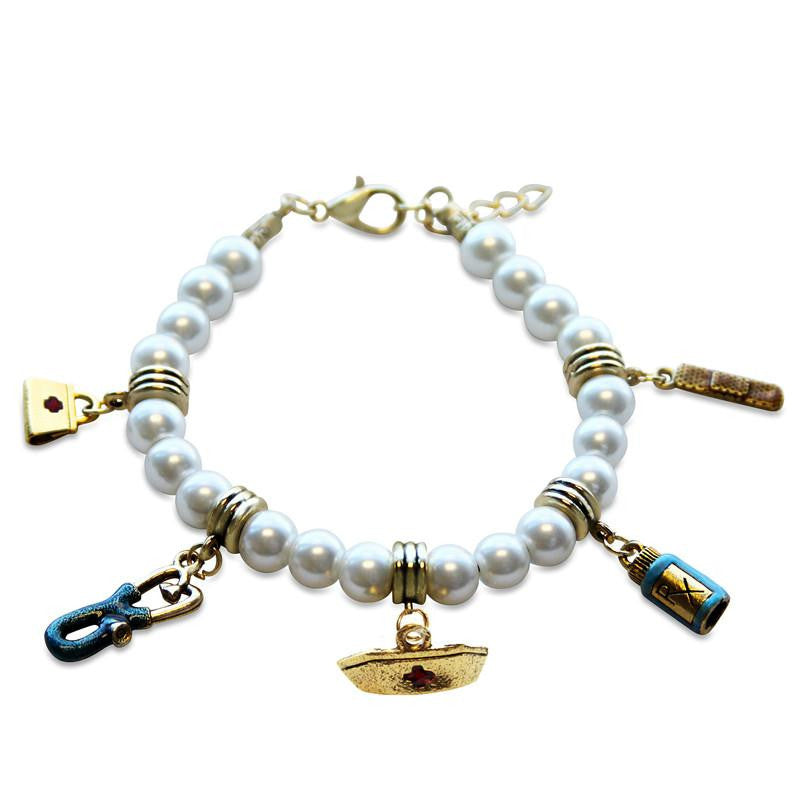 Nurse Charm Bracelet in Gold