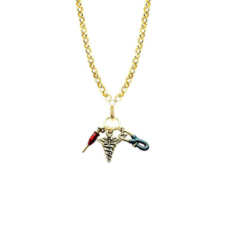 Nurse Charm Necklace in Gold