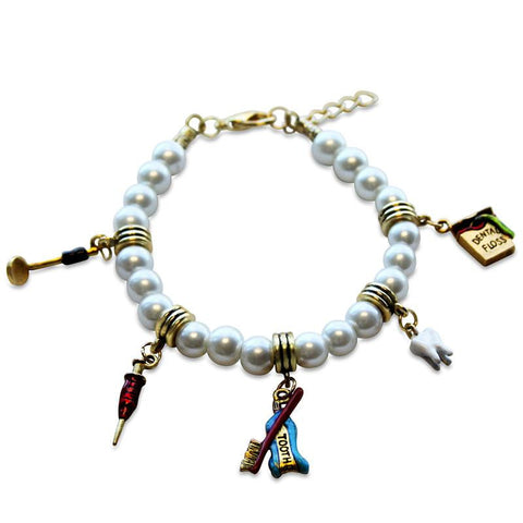 Dental Assistant Charm Bracelet in Gold