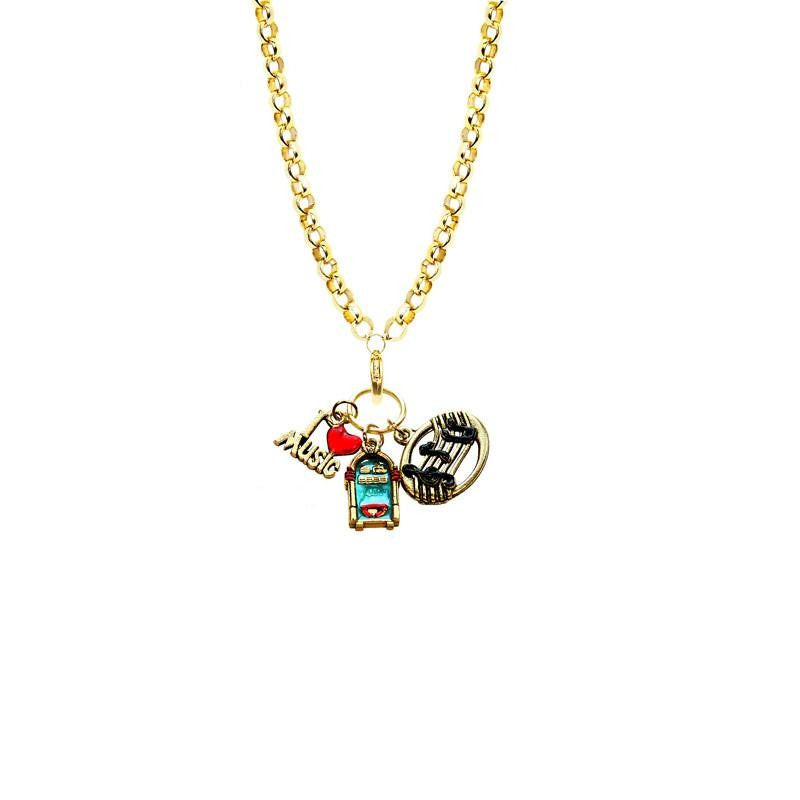 Music Lover Charm Necklace in Gold