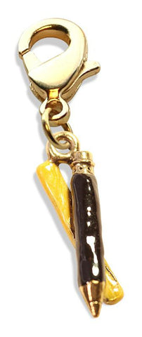 Ruler & Pencil Charm Dangle in Gold