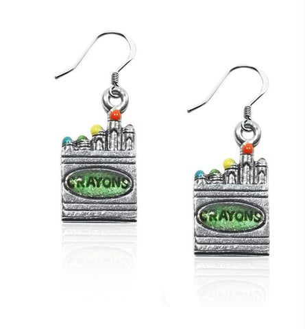 Crayons Charm Earrings in Silver