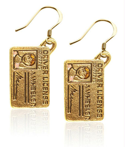 Driver's License Charm Earrings in Gold