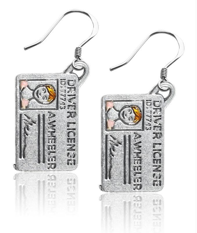 Driver's License Charm Earrings in Silver