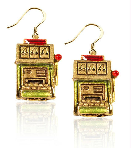 Slot Machine Charm Earrings in Gold