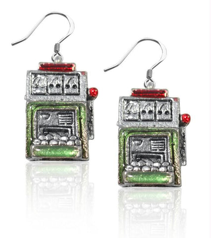 Slot Machine Charm Earrings in Silver