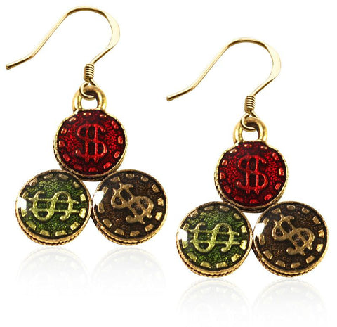 Casino Chips Charm Earrings in Gold