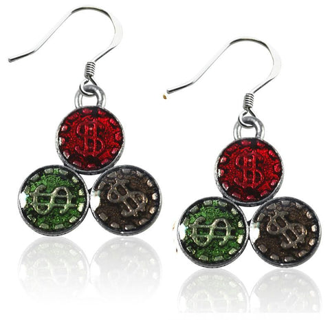 Casino Chips Charm Earrings in Silver