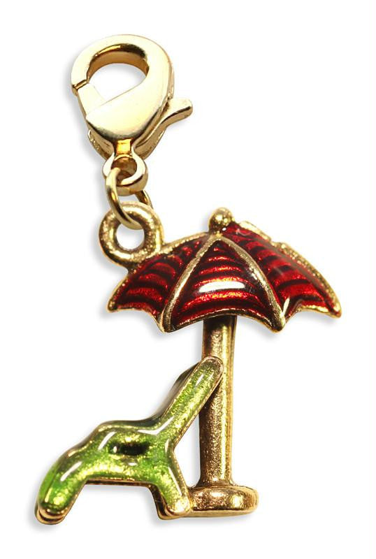 Beach Chair with Umbrella Charm Dangle in Gold