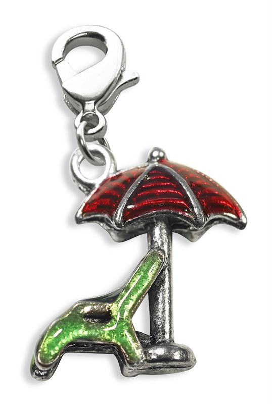 Beach Chair with Umbrella Charm Dangle in Silver