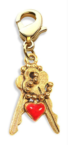 Keys with Heart Charm Dangle in Gold