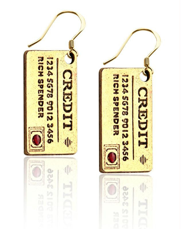 Credit Card Charm Earrings in Gold