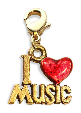 I Love Music Charm Dangle in Gold