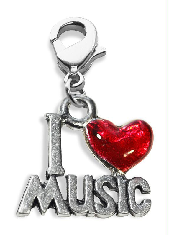 I Love Music Charm Dangle in Silver