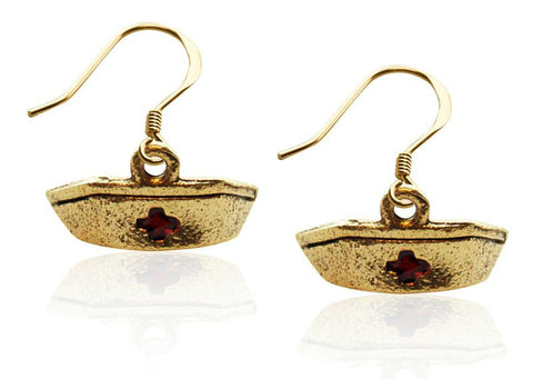 Nurse Hat Charm Earrings in Gold