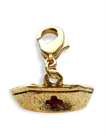 Nurse Hat Charm Dangle in Gold